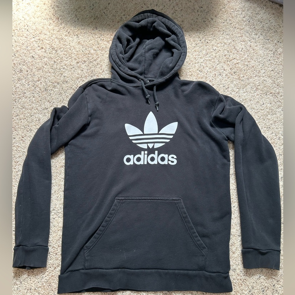 Men’s Adidas Classic Black Hooded Sweatshirt size S